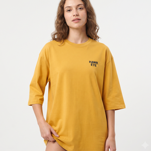 Custom Logo Women's Oversized Crew Neck T Shirt Longline Three Quarter Sleeve <b>Dropped</b> Shoulder Breathable Cotton Tee - Product Image 5