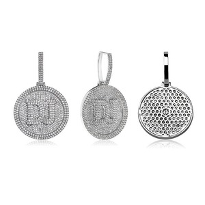 Pendentif Lettre Personnalisé Hip Hop Plaqué Or Sertie de Diamants CZ Moissanite, Collier Pendentif Lettre Nom Personnalisé à Deux Lettres - Product Image 4