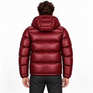 Blouson matelassé brillant pour homme, manteau d'hiver à capuche, vêtement d'extérieur rembourré, col montant, poches zippées, style décontracté urbain pour temps froid - Product Image 6