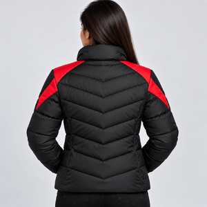 Chaqueta Acolchada para Mujer, Negra, con Cierre Completo, Cuello Alto, Abrigo de Invierno, Largo Regular, Relleno de Poliéster - Product Image 5