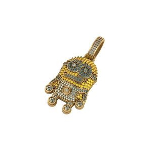 Iced 925 <b>Silver</b> Hip Hop Style Custom Cute Minion Cartoon Moissanite <b>Necklace</b> Rhodium Plated Fine Pendants Charms Children Party - Product Image 1