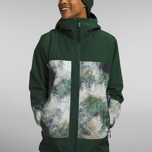 <b>Men's</b> Hooded Puffer <b>Jacket</b> Waterproof Printed Winter Outdoor Wear <b>Long</b> Sleeve Sporty Style Green Camouflage Pattern Zipper - Product Image 3