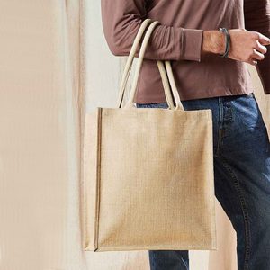 Sac fourre-tout en jute de qualité supérieure, écologique et réutilisable, avec poignée non tissée, taille moyenne, impression personnalisée pour marque - Product Image 4