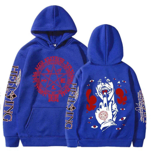 Sudadera con Capucha Extra Grande Personalizada de Anime, Estilo Gótico, Streetwear, Manga Larga, Hip Hop, Harajuku, para Hombre, Negra, 100% Poliéster - Product Image 2