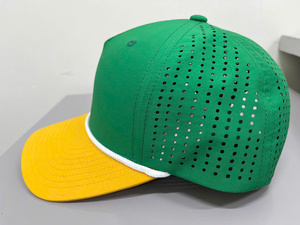 Classic Comfortable Style Customizable Logo 5 Panel Structured Perforated Laser Cut Adult Trucker Hat Crafted in Vietnam Factory - Product Image 2
