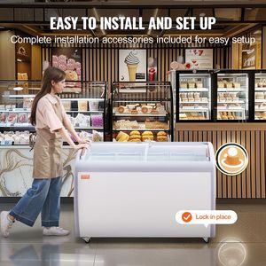 Vetrina Espositiva Commerciale per Gelato da 12,8 Cu.ft con Coperchio in Vetro Mobile e Congelatore Profondo per Uso Ristorazione - Product Image 6