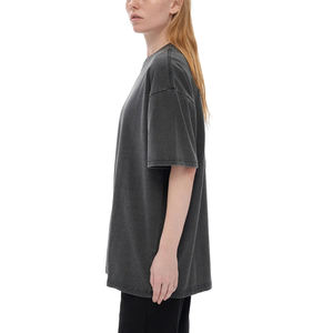 เสื้อยืดโอเวอร์ไซส์ผู้หญิง ผ้าฝ้าย 100% คุณภาพสูง ดีไซน์เรียบง่าย พร้อมสกรีนโลโก้ ทรงไหล่ตก ลายเรียบ - Product Image 2