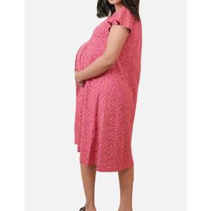 2025 coton biologique & Spandex tissu imprimé robe Style décontracté Midi longueur mancherons col en v taille personnalisée à vendre - Product Image 3