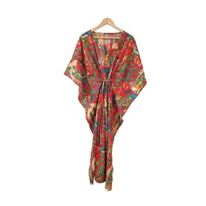 Túnica Informal de Verano para Mujer, Hecha a Mano en India, con Diseño Floral Tejido, Cuello en V, Manga Corta y Cordón Ajustable, para la Playa - Product Image 1