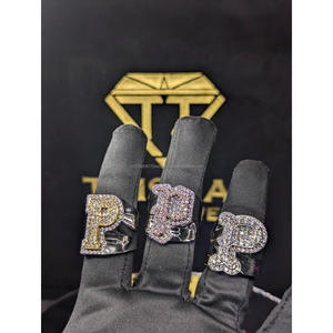Wholesale <b>Initial</b> P <b>Ring</b> with VVS Moissanite Diamond With 925 Sterling Silver Hip Hop Jewelry By Trisha Jewels - Product Image 1