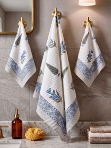 Unique Design Waffle <b>Towel</b> <b>Set</b> 1 <b>Bath</b> + 2 Hand <b>Towels</b> Soft Cotton Lightweight Absorbent for Home Hotel Available For Sale - Product Image 2