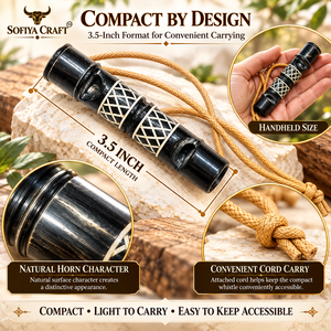 Cuerno de Adiestramiento para Perros Hecho a Mano, Ecológico, de Madera Natural Pulida, Moderno, con Doble Extremo y Cordón, para Adiestramiento de Mascotas al Aire Libre, Venta al Por Mayor - Product Image 4