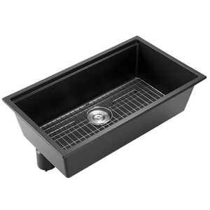 Lavello da cucina sottopiano in granito da 33 pollici, a vasca singola, stile Farmhouse, con forma quadrata e accessori multipli per la casa - Product Image 1
