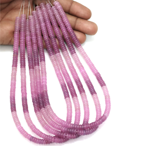 Cuentas de Calcedonia Rosa Lila, Cuentas Heishi Rondelle, Cuentas Planas y Lisas de Piedras Preciosas | Suministros para la Fabricación de Joyería | Venta al por Mayor de Tiras de 15 Pulgadas - Product Image 1