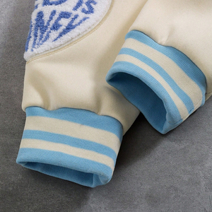 Good Selling Unique Design Patchwork <b>White</b> Blue Contrast Color Adult Outer Wear Breasted College Baseball Letterman <b>Jackets</b> - Product Image 5