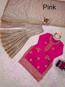 ชุดเซ็ตเสื้อคุर्ติ ชาราร่า งานปักอินเดียสำเร็จรูป ผ้าจอร์เจตต์ ดีไซน์เนอร์ปากีสถาน ชุดงานเลี้ยงสไตล์ชาติพันธุ์ ขายดีที่สุด - Product Image 4