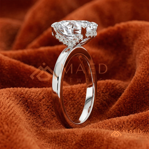 แหวนแต่งงานเพชรรูปไข่ทรงหรูหรา วงแหวนเงินขัดเงาสำหรับเธอ แหวนหมั้นเพชรโมอิสซาไนต์ทรงรูปไข่ - Product Image 2