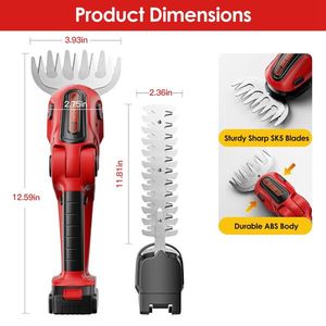 24V Cordless Handheld Hedge Trimmer 90 Degrees Cutting Angle 2Pcs Replaceable Blades Electric Shrub Trimmer for Grass Shear He - Product Image 6
