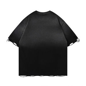 T-shirts personnalisés pour hommes, coupe oversize, délavés à l'acide, effet usé, 100% coton, couleur unie, manches courtes, épaules tombantes, décontractés et respirants - Product Image 2