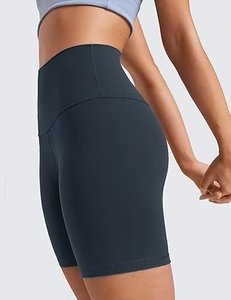 Shorts de cyclisme pour femmes, couleur unie, polyester et élasthanne, taille haute élastique avec cordon de serrage, foncé, écologique, respirant, sexy, pour soirée - Product Image 3