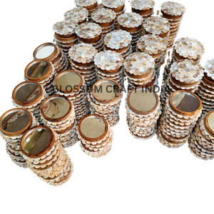 Luxueux miroir compact de maquillage en bois de noyer fait à la main coquille naturelle incrusté de nacre fonction de poche pour la décoration de cadeaux - Product Image 5