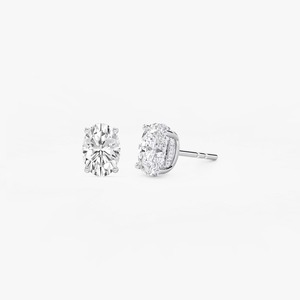 Pendientes de Diamante Cultivado en Laboratorio con Corte Ovalado y Halo Oculto en Oro Blanco de 14K con Certificado IGI y Claridad VVS2 para Mujer - Product Image 6