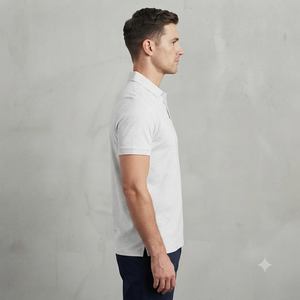 Camisa de Hombre Blanca de Fibra de Poliéster Piqué con Diseño de Puntos, Manga Corta, Cuello Clásico, Informal, Transpirable, para Primavera - Product Image 4