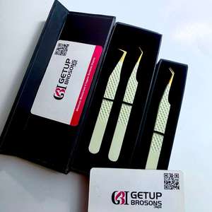Pince à épiler professionnelle GETUP BROSONS IMPEX en acier inoxydable, antistatique, antimagnétique, durable, à pointe de 45 degrés / à angle de 90 degrés, pour cils, 10 mm - Product Image 4