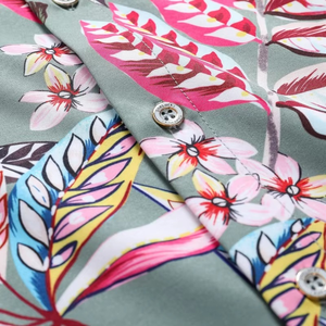 Chemises de plage pour hommes à sublimation, séchage rapide, chemises hawaïennes florales pour hommes, chemise hawaïenne à imprimé feuilles pour hommes - Product Image 3