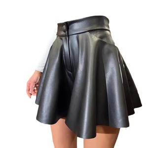 Women's Clothing Autumn And Winter New High Waisted <b>Pu</b> <b>Leather</b> Pants <b>Skirt</b> Slim Spice Fashion Moto Biker Style Solid Color - Product Image 1