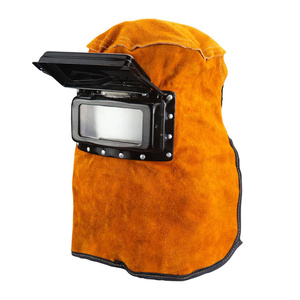 Cowhide Split Leather Welding Hood With Neck Shoulder Drape Welding <b>Caps</b> FR Treated Material Head Protection Welders Hood - Product Image 1