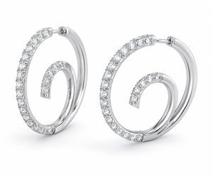 ต่างหูห่วงเพชรเงิน ทรงกลม ประดับเพชรธรรมชาติ งานแต่งงานสุดโรแมนติกสำหรับผู้หญิง เงิน 10K 14K 18K 925 และ 935 - Product Image 3