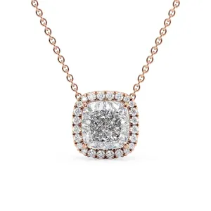 Collier pendentif Arianza en diamant de laboratoire taille coussin, or 10k 14k 18k, couleur D-F, pierres latérales, cadeau, anniversaire de mariage, bijoux fins - Product Image 5