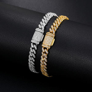Pulsera de Cadena de Diamantes Chapada en Oro y Rodio sobre Plata 925 para Hombre, Corte Brillante Redondo, Micro Pavé, Geométrica, de Lujo, para Uso Diario - Product Image 1
