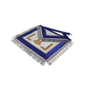 Delantal de Lujo para Past Master de la Francmasonería Azul con Logotipo Personalizado, Suministro al por Mayor, Delantal con Bordado de Hilos de Plata - Product Image 3