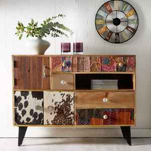HANDCRAFTED BOHO PATCHWORK SOLID WOOD ECO-FRIENDLY DURABLE MULTIFUNCTION <b>SIDEBOARD</b> CABIANTE - Product Image 1