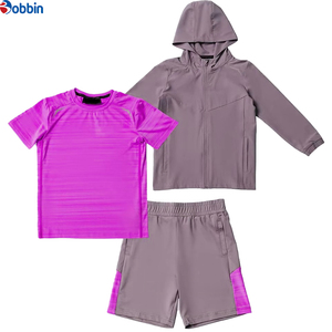 Conjunto Deportivo Personalizado de 3 Piezas: Chaqueta Cortavientos, Pantalones Cortos y Camiseta, Reflectante, para Fitness, con Bloques de Color - Product Image 1