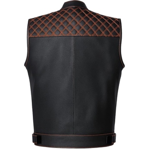 Gilet de motard personnalisé en cuir véritable pour homme, gilet matelassé de club moto, gilet zippé en cuir de vachette premium - Product Image 2