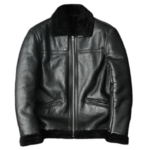 Abrigo de lona de piel de oveja auténtica para hombre, moda de invierno, impermeable, transpirable, forro de lana gruesa, negro, talla grande - Product Image 1