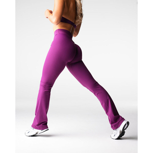 Nouveaux Leggings Évasés Violet Foncé Effet Sculptant, Taille Haute et Couture aux Hanches, pour le Sport et la Mode Féminine - Product Image 5