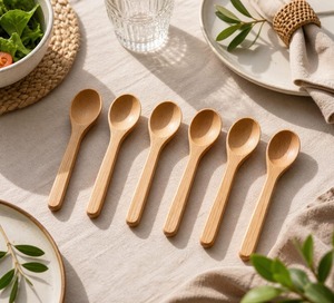 Eco Friendly Natural Wooden <b>Spoon</b> Fork Cutlery Set Rice Soup Ice Cream Wood Soup <b>Serving</b> <b>Spoons</b> - Product Image 3