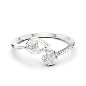 Purecarat elegante estilo floral corte redondo diamante Bypass anillo de bodas elegante colección de anillos de diamantes - Product Image 1