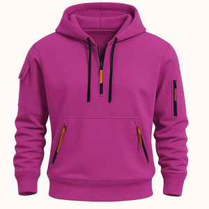 เสื้อสเวตเชิ้ตมีฮู้ดสีเขียวสำหรับผู้ชาย ทรงปกติ สวมใส่สบายๆ ในฤดูใบไม้ร่วง มีดีไซน์กระเป๋า ผลิตจากผ้าถัก - Product Image 4