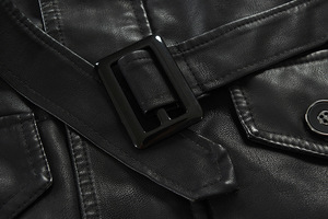 Nouvelle veste coupe-vent en cuir pour homme, simple boutonnage, finition de qualité supérieure, style urbain, avec doublure polaire, décontractée - Product Image 5