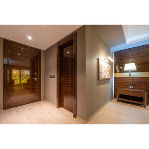 Ensemble de meubles d'hôtel modernes et écologiques en panneaux de bois durables avec lampe murale et table console pour espaces hôteliers - Product Image 1