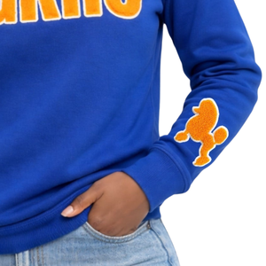 Sweat-shirt en chenille bleu élégant Sigma Gamma Rho GRHO à manches bouffantes pour femme, mélange de coton, coupe décontractée à manches longues - Product Image 3