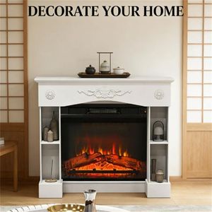 Caminetto Elettrico Moderno Autoportante di Colore Bianco con Design Elegante - Product Image 4