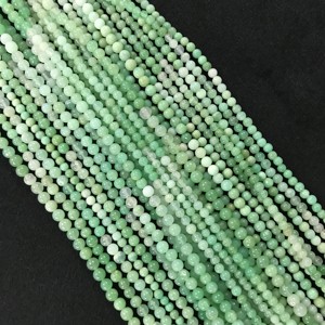 Perles rondes lisses en chrysoprase de qualité AA certifiées IGI 100% naturelles, 3mm-4mm, couleur vert pierre, Fire Vivaaz Gems Jaipur - Product Image 3