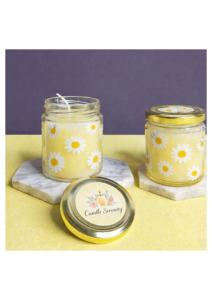 Vela de Cera de Soja Amarilla Suave con Diseño de Margarita Blanca, Ecológica, Perfumada, Hecha a Mano, Fragancia Personalizada, Moderna, No Tóxica, para Navidad, Diwali, Nueva - Product Image 2