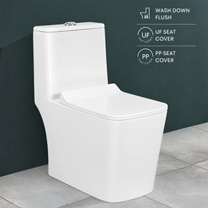 Arrow <b>9</b> One Piece Square Toilet Dual-Flush Siphon Jet Flushing <b>S</b>-trap P-trap Floor Mounted Ceramic Minimalist Design 380mm - Product Image 3